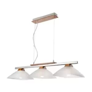 Ela Bar Pendant Ceiling Light With Glass Shade, Rustic, 3x E27