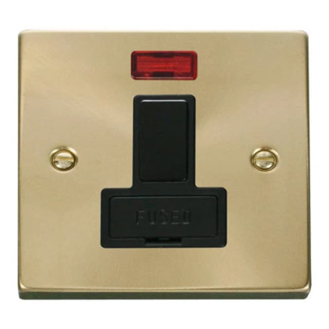 SE Home Satin / Brushed Brass 13A Fused Connection Unit Switched With Neon Gold