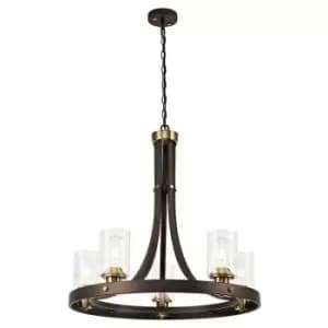 Luminosa Lighting - Ceiling Pendant 5 Light E27, Brown Oxide, Bronze With Clear Glass Shades
