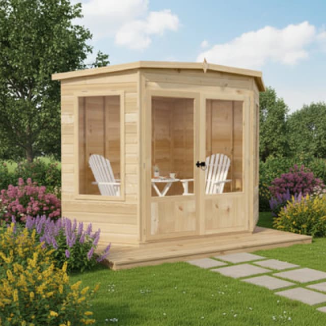 Shire Premium Corner Summerhouse, Ramsey 7X7 With Double Doors And Opening Windows