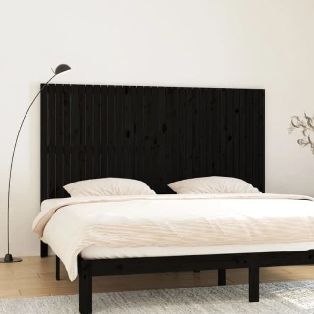 VIDAXL Wall Headboard Black 204x3x110cm Solid Wood Pine Vidaxl 8720845686505