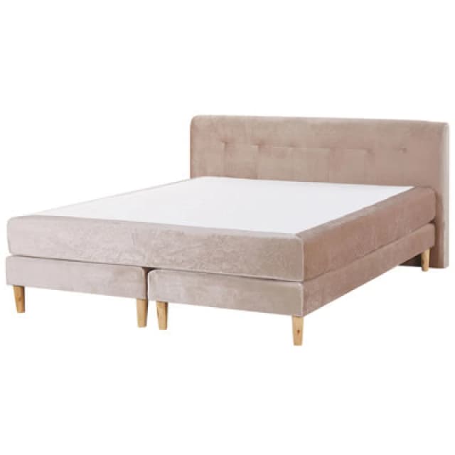 Beliani Divan Bed Velvet Marquise 180 X 200 Cm (Eu Super King) Beige