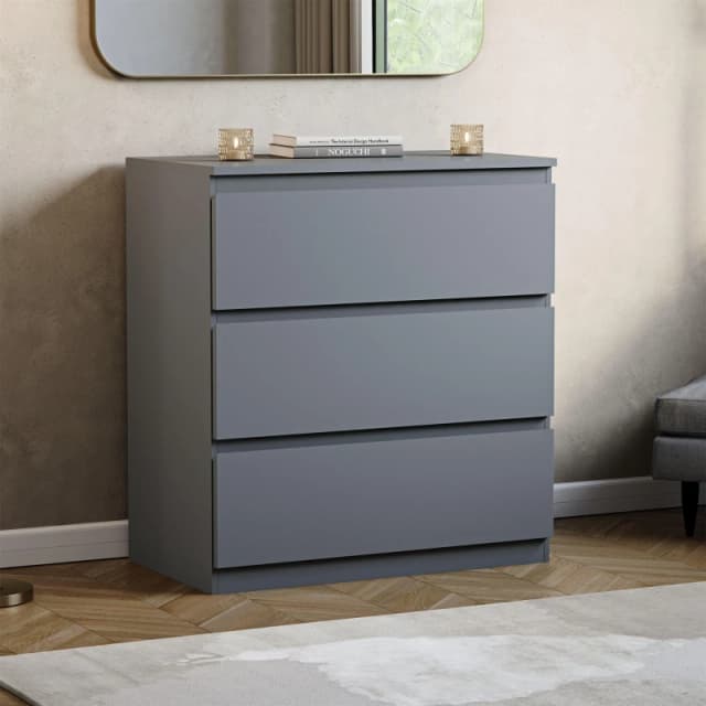 Lassic Vida Designs Denver 3 Drawer Chest Grey unisex 3 Drawer