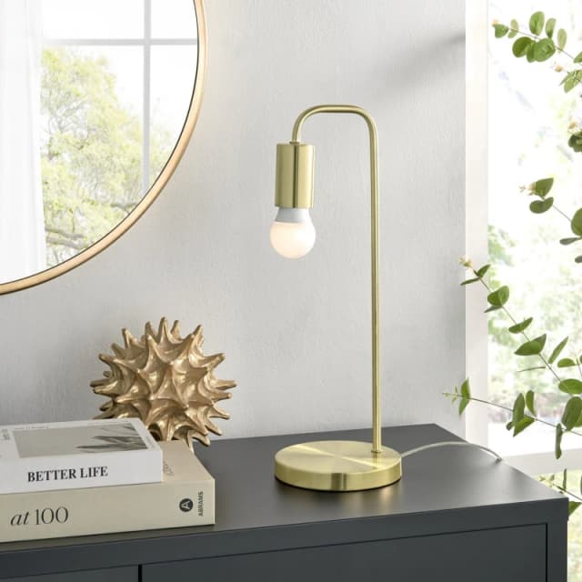 FurnitureboxUK FurnitureboxUK Lola Exposed Bulb Modern Industrial Table Desk Lamp in Metallic Gold Metallic Gold One Size Unisex 5060661186319