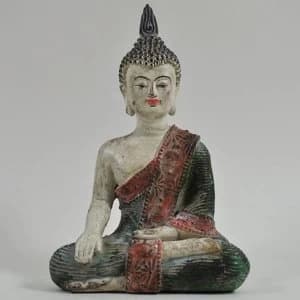 Small Sitting Buddha in Green Wash