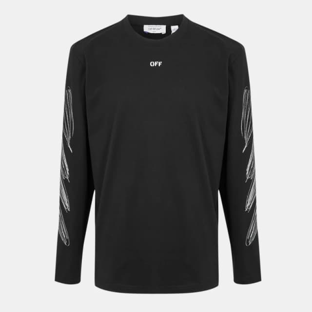 Off White Mens Diags Skate Long Sleeve T-Shirt Black-White male XS