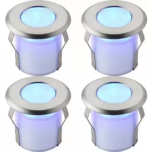 4 pack Recessed Decking IP67 Guide Light - 0.8W Blue LED - Stainless Steel