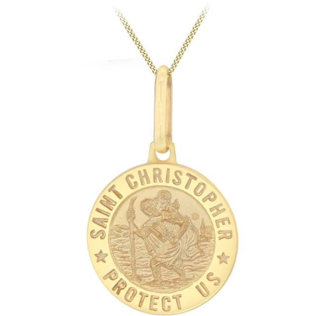 Be You 9ct Gold St.Christopher Travel Reversible Necklace Yellow Gold unisex 18in