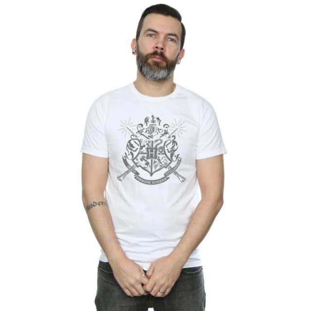 Harry Potter Mens Hogwarts Houses Cotton T-Shirt in White Size: Small White Male S