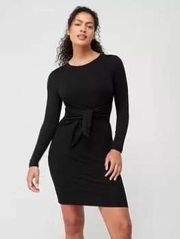 Barbour International Woodvale Tie Waist Mini Dress - Black, Size 10, Women