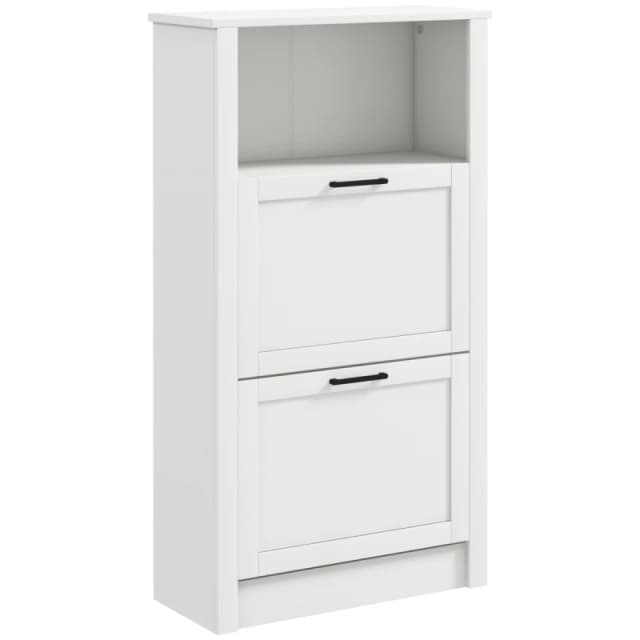 HOMCOM HOMCOM Modern Shoe Cabinet with 2 Flip Drawers and Adjustable Shelves, White White One Size Unisex 5063603037045