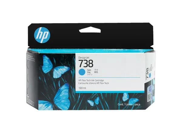 HP 738 130-ml Cyan DesignJet Ink Cartridge