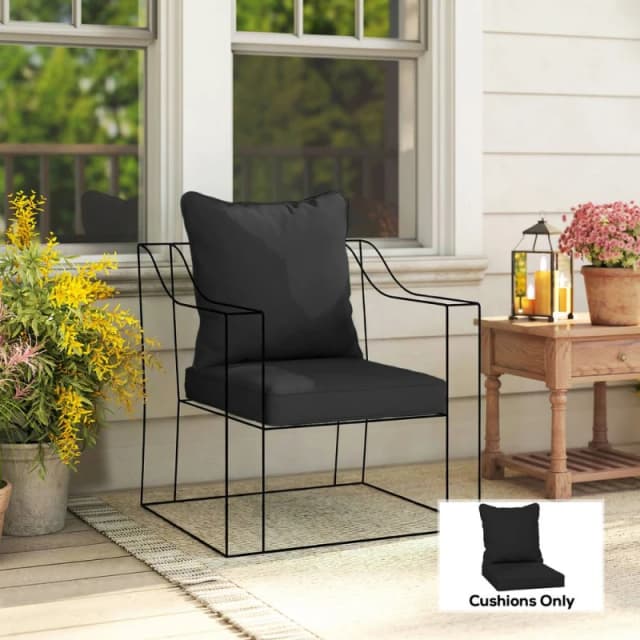 OUTSUNNY Garden Chair Cushion with Seat & Back Pad, CUSHION ONLY in Black Unisex