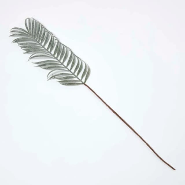 Homescapes Artificial Green Handcrafted Glitter Palm Leaf Single Stem, 56 Cm