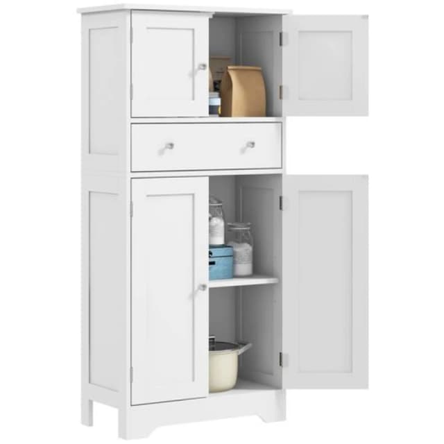 Homcom Kitchen Cupboard Kitchen Cabinet W/ Drawer - White 83A-105V80WT