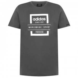 adidas Label Linear Mens T-Shirt - DkGrey/White