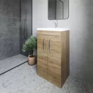Nuie - Athena Floor Standing 2-Door Vanity Unit with Basin-1 500mm Wide - Natural Oak