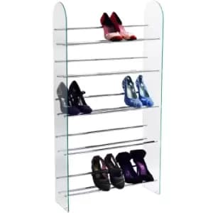Watsons - luxor - 5 Tier 15 Pair Shoe Storage Shelf Rack - Glass / Chrome - Silver