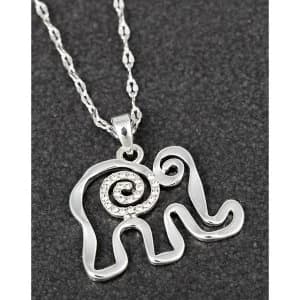 Artisan Swirly Elephant Silver Plated Necklace