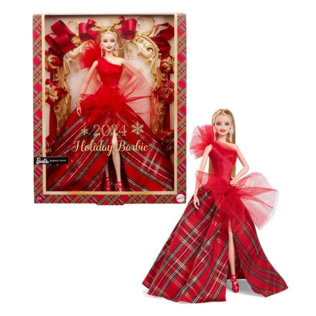 Barbie 2024 Signature Barbie Doll with Seasonal Plaid Gown - 33cm