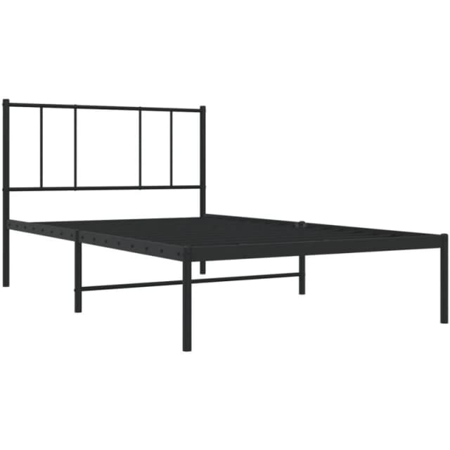 VIDAXL Metal Bed Frame without Mattress with Headboard Black 100x200cm Vidaxl 8720845788483
