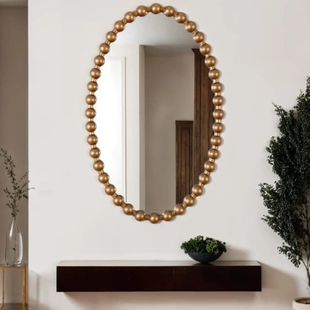 Home Garden Direct COMO OVAL WALL MIRROR 70x110 in Gold Gold Unisex