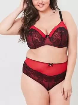 Oola Tonal Lace High Waist Brief, Red/Black, Size 26-28, Women