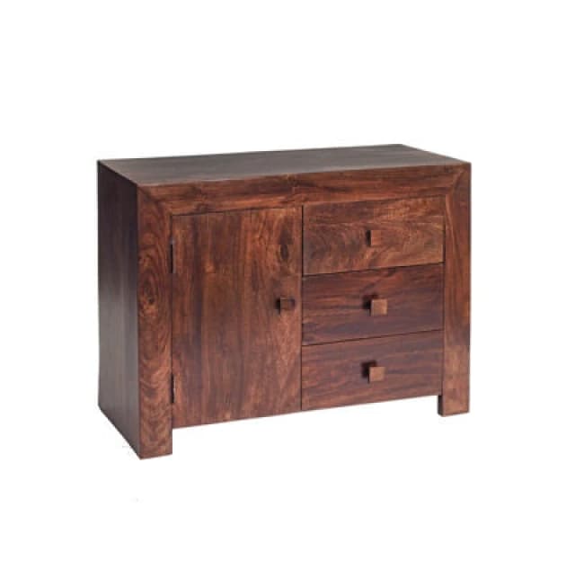 Buttercup Farm Toko Dark Mango 3 Drawer Sideboard - Solid Mango Wood - L45 X W88 X H75 Cm