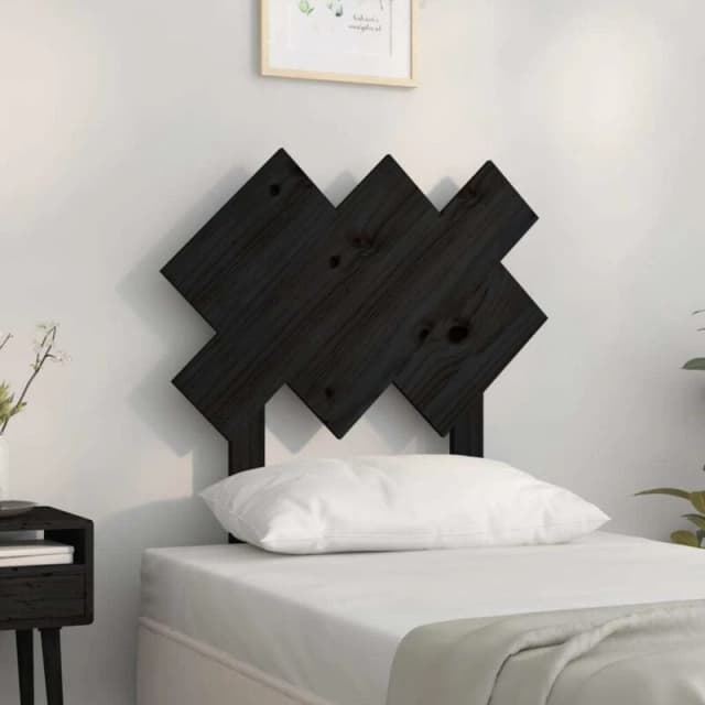 Vidaxl Bed Headboard Black 72.5X3X81cm Solid Wood Pine, Black 819199