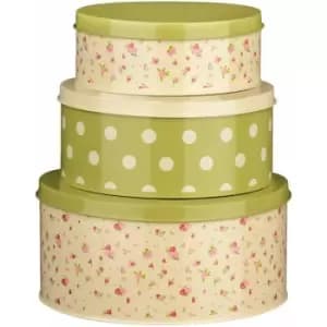 Premier Housewares Set of Three Rose Cottage Tins