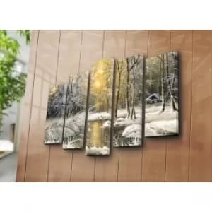 5PATK-102 Multicolor Decorative Canvas Painting (5 Pieces)