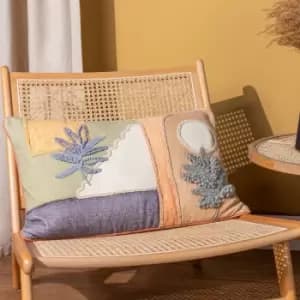 Tulna Embroidered Piped Cushion Multicolour, Multicolour / 40 x 60cm / Polyester Filled