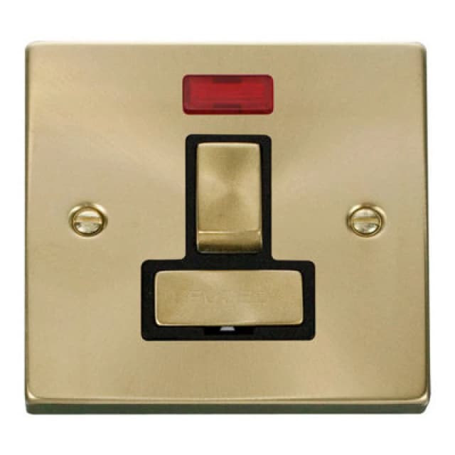 SE Home Satin / Brushed Brass 13A Fused Ingot Connection Unit Switched With Neon Gold