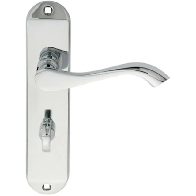 Loops PAIR Curved Lever on Chamfered Bathroom Backplate 180 x 40mm Polished Chrome Multi