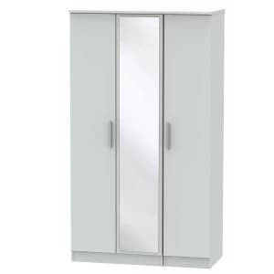 Robert Dyas Fourisse Ready Assembled Tall 3-Door Mirrored Wardrobe -Grey