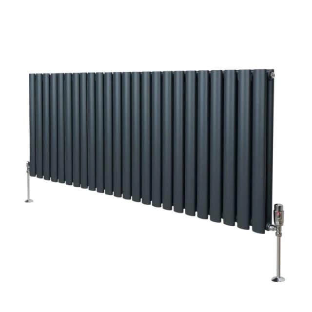 MONSTER-SHOP Oval Column Radiator 600mm x 1440mm & trv Chrome Valves Designer 5055986194279
