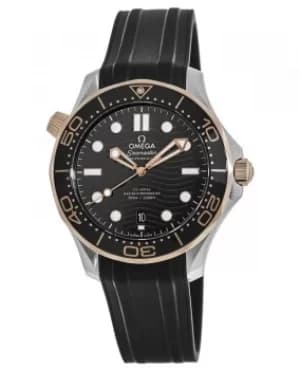 Omega Seamaster Diver 300m Co-Axial Master Chronometer 42mm Sedna Gold Rubber Strap Mens Watch 210.22.42.20.01.002 210.22.42.20.01.002