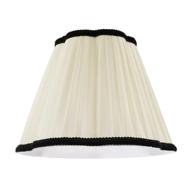 Happy Homewares Ivory White Victorian Pleated Faux Silk Lamp Shade with Black Trims Size: 12" Black Unisex 12"