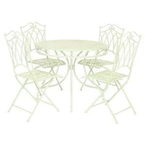 Charles Bentley Wrought Iron 4-Seater Dining Set - Pastel Green