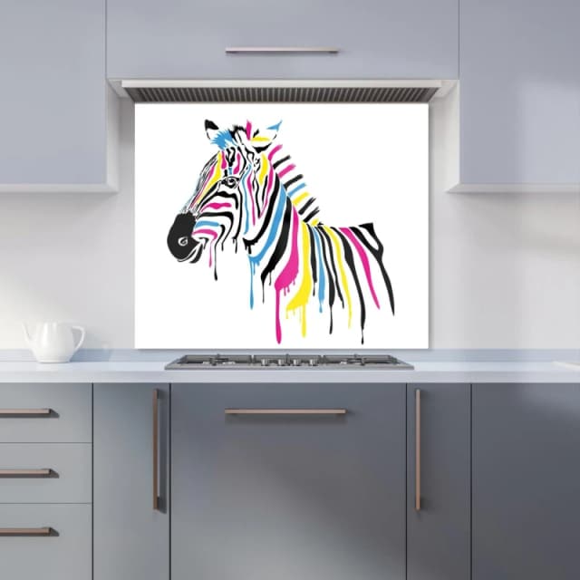 Warren Reed - Designer Multi Coloured Zebra Kitchen Splashback in Pink Size: 700mm x 650mm Pink Unisex 700mm x 650mm