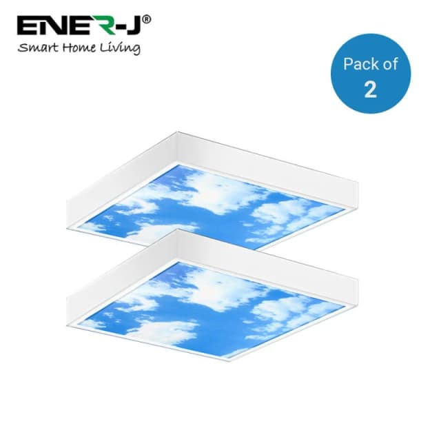 ENER-J SKY Cloud 2D with Borderline LED Backlit 60x60cms 40W 2pcs pack in White Size: 60x60cm White Unisex 60x60 cm