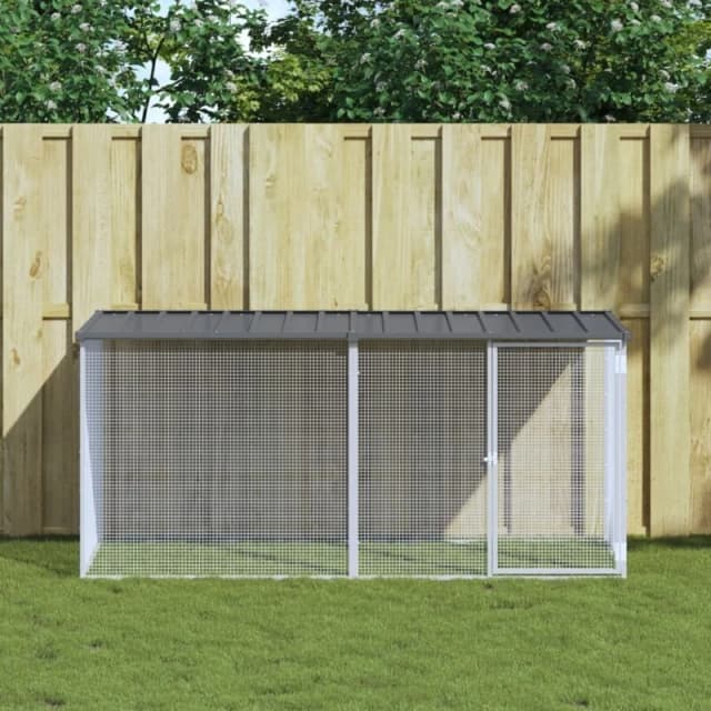 VIDAXL Chicken Cage with Roof Anthracite 203x98x90cm Galvanised Steel Vidaxl 8720845916640