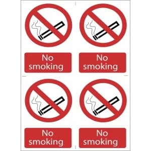 Draper No Smoking Sign Pack of 4 100mm 150mm Standard
