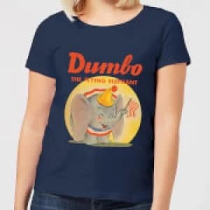 Dumbo Flying Elephant Womens T-Shirt - Navy - L