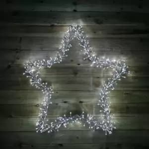 Premier Christmas Silver Star Cluster Indoor Outdoor 480 White LED Light 1.2m