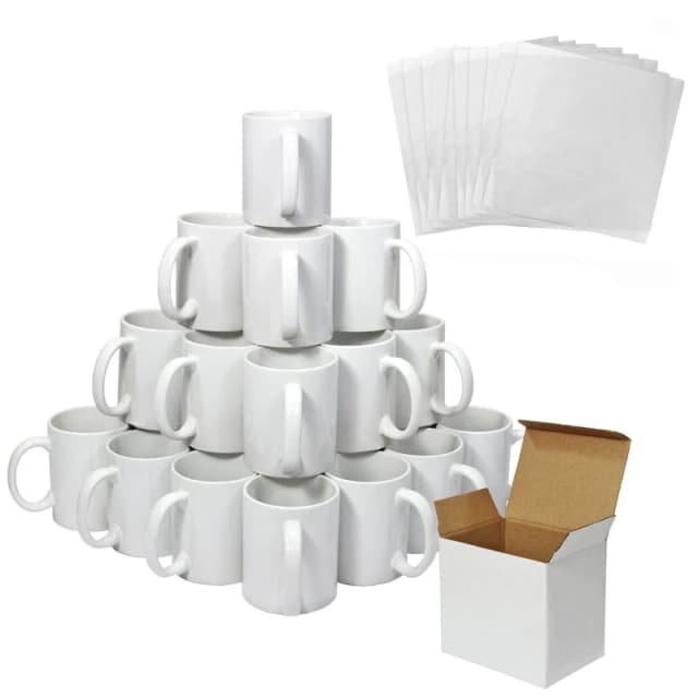 Monstershop 72 11oz White Mugs With Boxes & 10 Sublimation Sheets White