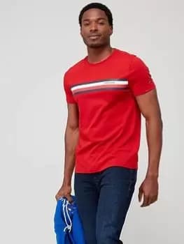 Tommy Hilfiger Monotype Chest Stripe T-Shirt - Red, Red Size M Men