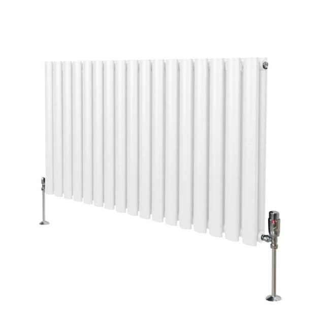 MONSTER-SHOP Oval Column Radiator 600mm x 1020mm & trv Chrome Valves Modern 5055986194224