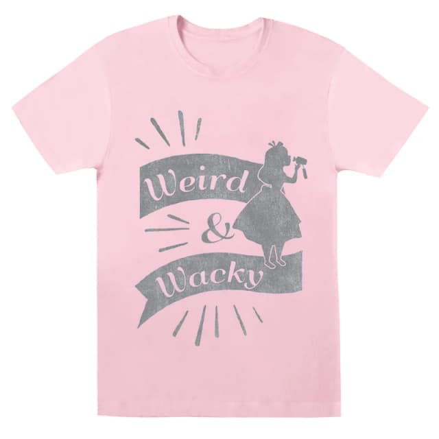Disney Men Alice In Wonderland Weird And Wacky T-Shirt in Baby Pink Size: Small Baby Pink S Male 5059568303967