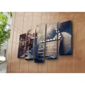 5PATK-114 Multicolor Decorative Canvas Painting (5 Pieces)